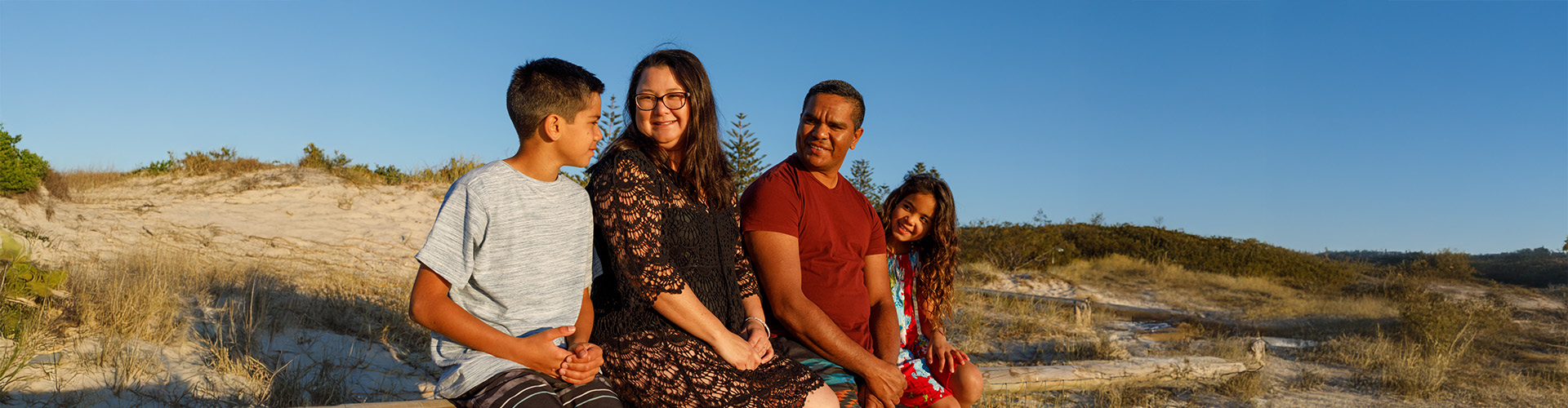 A family on the beach