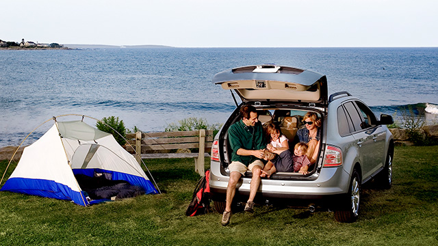 a family camping