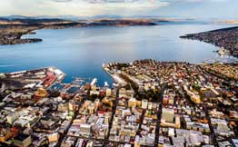 Aerial view of Hobart
