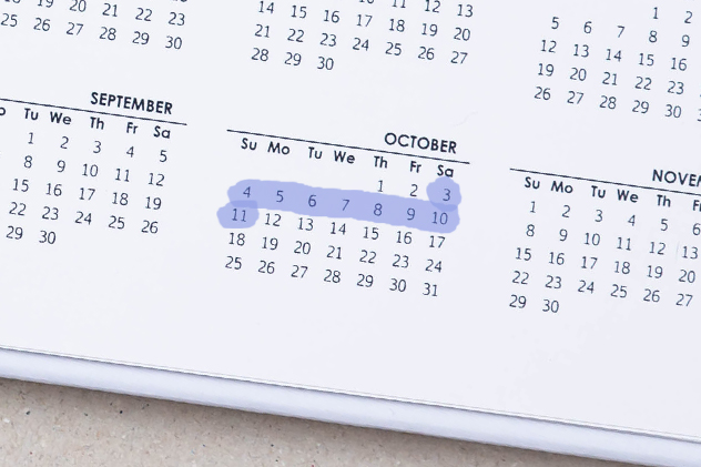 Calendar marking potential leave in October 2026