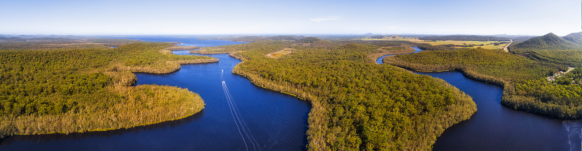 Ariel view of Myall Lakes waterways