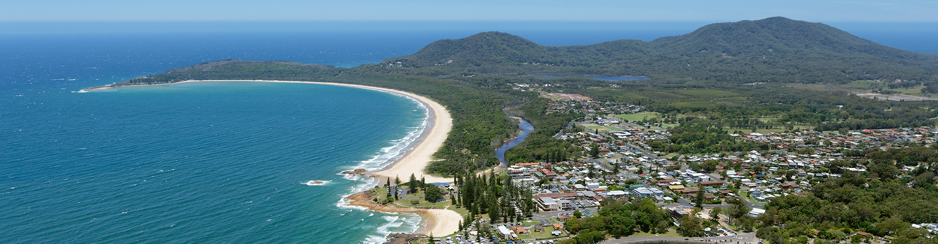 Aerial view over South West Rocks and surrounds, Mid North Coast of New South Wales, Australia