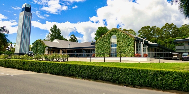 single storey Powerhouse Hotel building viewed from the front