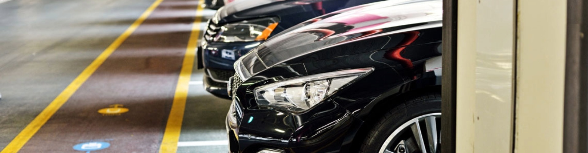 Cars lined up in a carpark